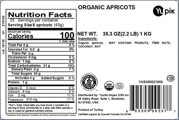 Yupik Organic Apricots, 2.2 lb, Non-GMO, Vegan, Gluten-Free, Dried Fruits, No Added Sugar, Sulphite-Free, Source of Fiber