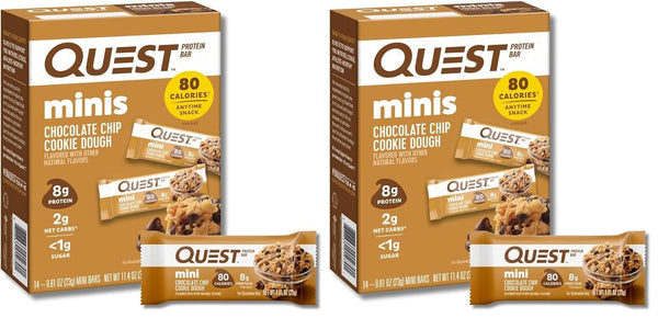 Quest Nutrition Mini Chocolate Chip Cookie Dough Protein Bars, 14 Count, Gluten Free