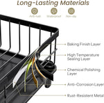 Space-saving stainless steel dish drying rack for kitchen counter