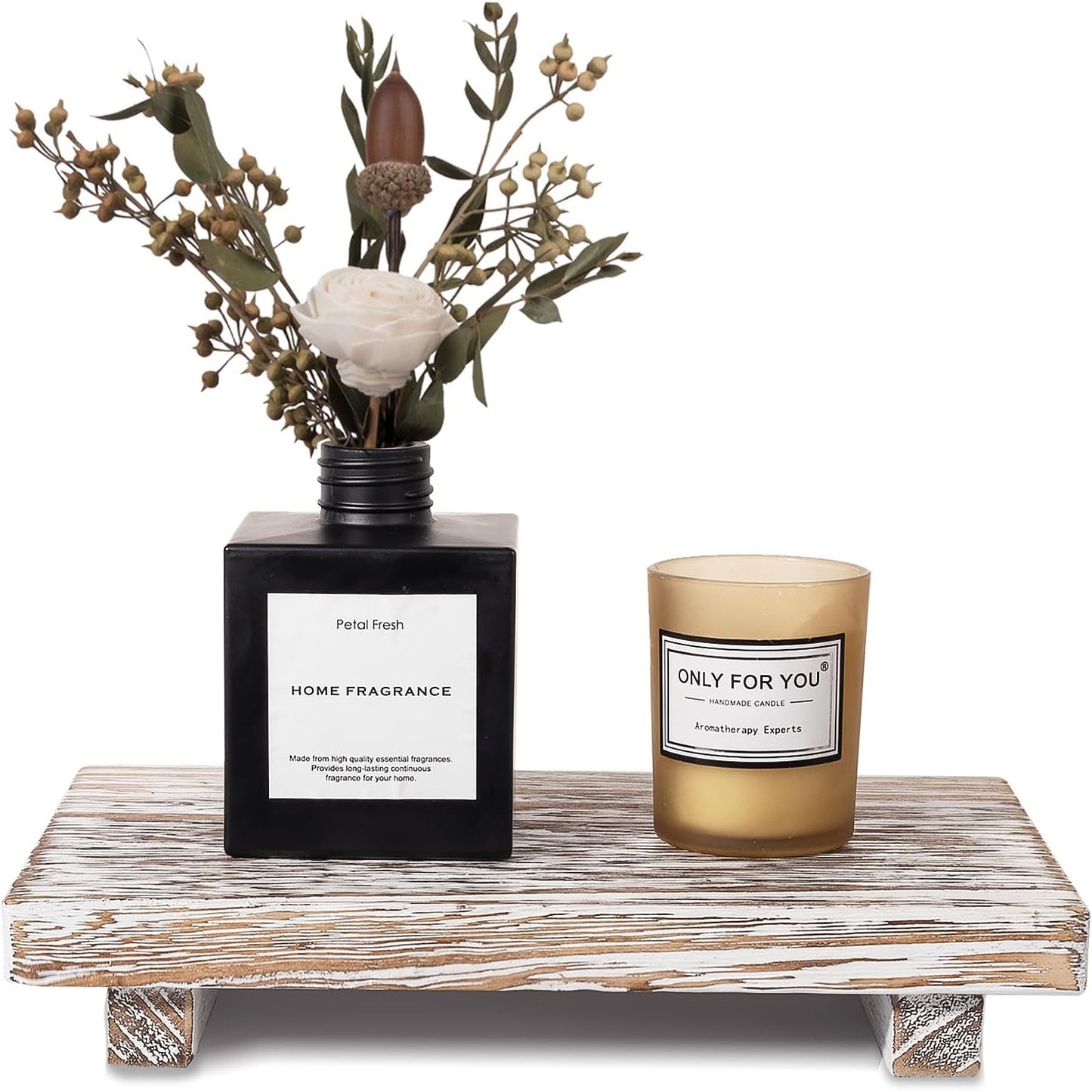 Small Wood Tray Pedestal Stand Farmhouse Bathroom Decor Decorative Wooden Riser Kitchen Soap Dish Holder for Vanity, Counter, Sink, Brown - Rayz Mart