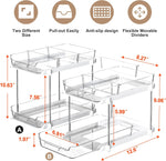 Delamu 2-Tier Bathroom Under Sink Organizer, Stackable Kitchen Pantry Storage, White, 2 Pack