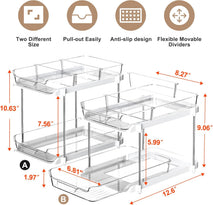 Delamu 2-Tier Bathroom Under Sink Organizer, Stackable Kitchen Pantry Storage, White, 2 Pack