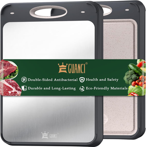 Kitchen cutting board with 304 stainless steel and wheat straw PP design