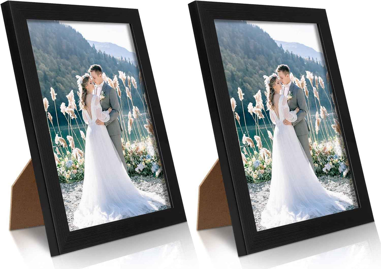 PECULA 2 Pack 5x7 Picture Frame, Black Picture Frame for Wall and Tabletop Display, Resistant Plastic Clear Plexiglass for Vertical or Horizontal Display