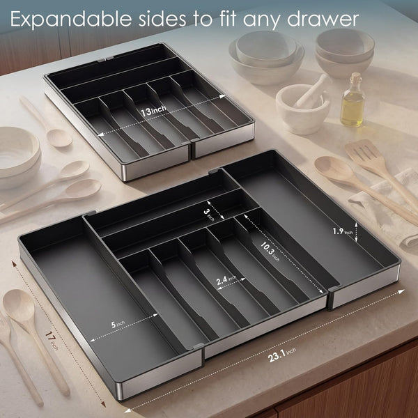 Extra Large Silverware Organizer for Kitchen Drawers and Utensil Holder