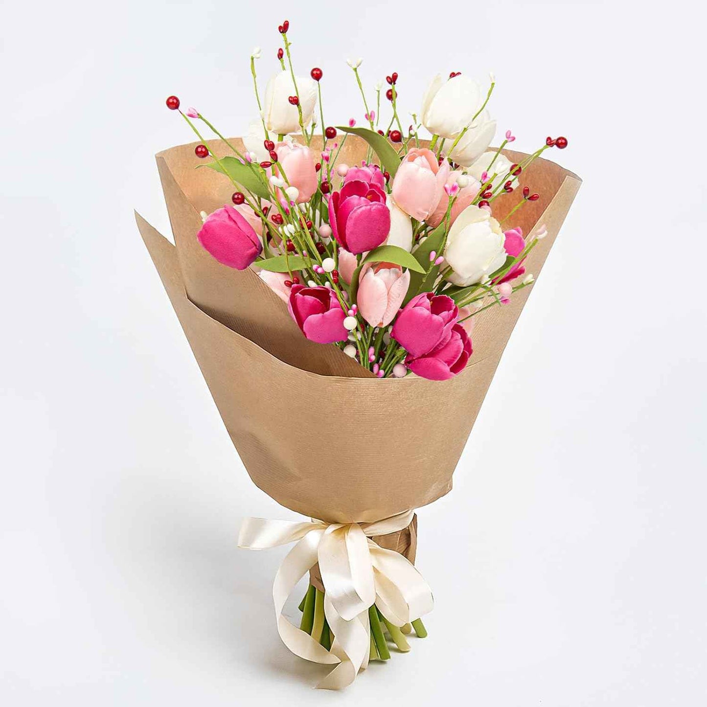 VioletEverGarden Valentines Day Decorations 6 Pack Valentines Flowers 17 inch Valentine’s Day Picks with Tulip Berry for Valentine’s Day Wedding Party Center Pieces