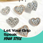 OnTheGrip Collapsible Expandible Diamond Heart Grip Stand Holder for Smartphone Tablet Silver Big