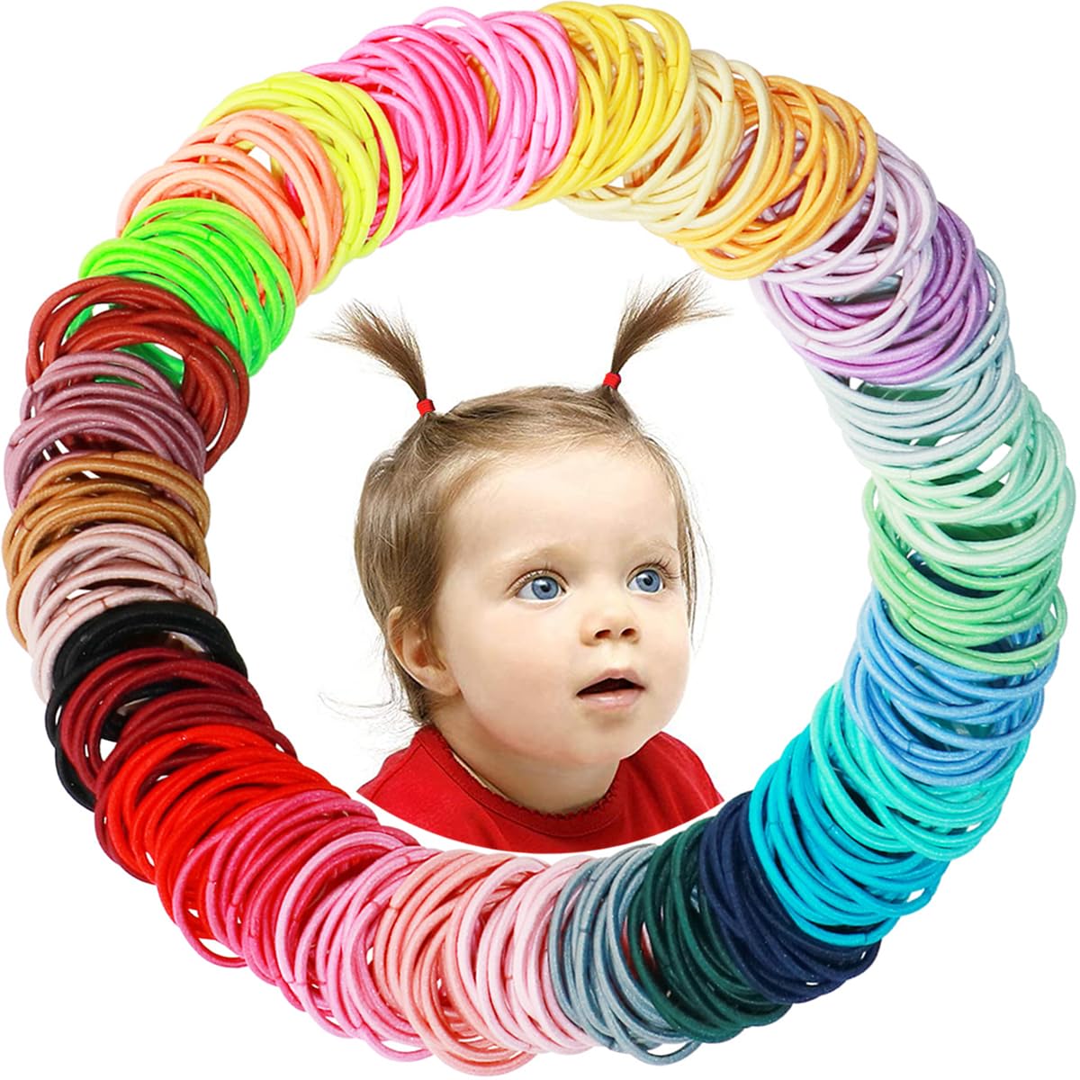 200PCS Small Hair Ties,No Crease Baby Hair Ties,Elastic Hair Ponytail Holder Hair Accessories for Baby Girls Infants Toddlers Kids