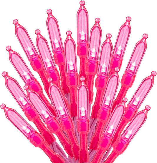 Minetom Pink Mini Christmas Lights - 39 Feet 100 LED Fairy String Lights with 8 Lighting Modes Waterproof Connectable for Indoor Outdoor Xmas Tree Garland Wreath Holiday Valentine's Day Decoration