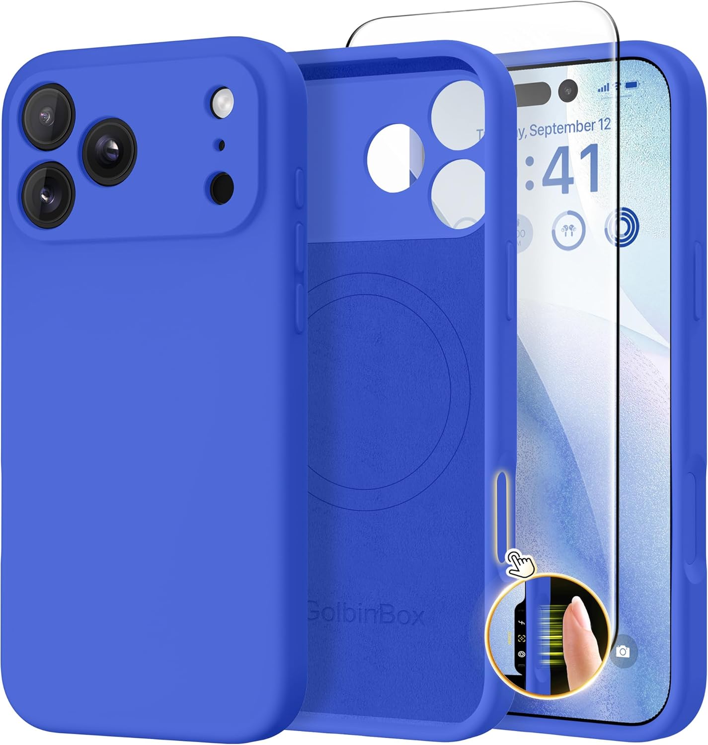 GolbinBox Magnetic for iPhone 17 Pro Max Case, Compatible with MagSafe, [Full Camera Protection] [Screen Protector], Silicone Shockproof Phone Cover with Anti-Scratch Microfiber Lining, Chalk Pink - Rayz Mart