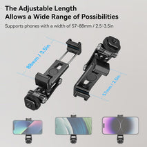 SMALLRIG Universal Metal Phone Support with Cold Shoe Mount, Smartphone Holder Adapter Support Free Adjustment Joints, Phone Tripod Mount for iPhone 17 16 15 14, for Samsung Galaxy etc. - 4382