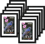 FIXSMITH 8x10 Picture Frame Set of 2, Photo Frame with HD Plexiglass, Display Pictures 5x7 with Mat or 8x10 Without Mat Multi Picture Frames Collage for Tabletop or Wall Display, Black