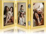 decorUhome Triple 4x6 Picture Frame Vertical, Engineered Wood Trifold Photo Frame with Plexiglass for Tabletop Display, 4x6, Black