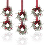 Small Christmas Wreath, 6 Pcs 6" Mini Christmas Wreaths for Cabinets, Small Cabinet Wreaths for Kitchen Cabinet Window Door Farmhouse Christmas Party Decorations Candle Rings Fireplaces (A)