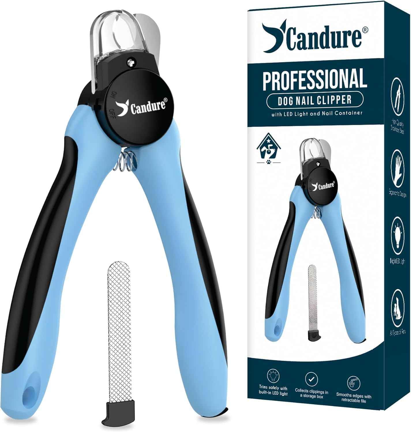 Candure Dog Nail Clippers and Trimmer with Safety Guard to Avoid Over-Cutting Toe Nails Professional Grooming Pet Nail Clipper with Nail File for Small Medium-Large Breeds