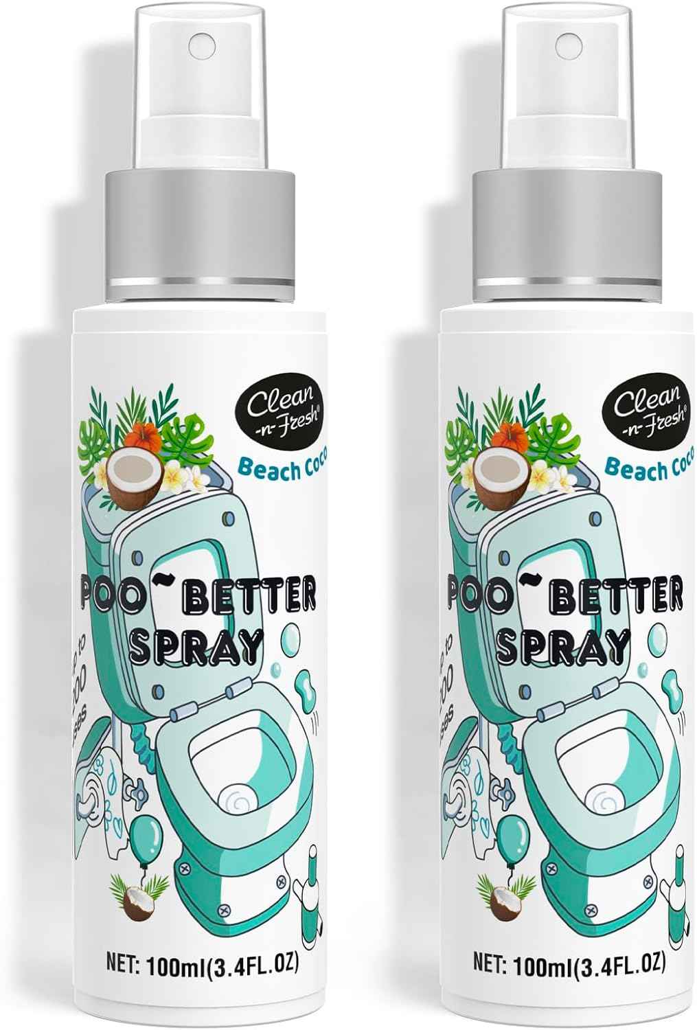 Clean-n-Fresh Toilet Spray, 6.8 Fl.oz Poo Spray | Up to 400+ Uses, 100% Natural Plant Essential Oil Citrus Scent, Bathroom Deodorizer