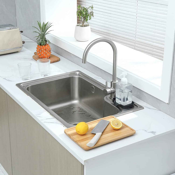 MicoYang Silicone Bathroom Soap Dish with Drain Spout for Sink Organizer and Sponge Holder