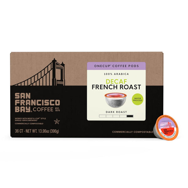 San Francisco Bay Decaf K-Cup Coffee Pods, Dark Roast, 36 count, Commercially Compostable