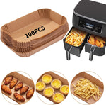 Air Fryer Disposable Paper Liner, 100PCS Food Grade Parchment Liners for Ninja DZ201, Air Fryer Accessories Baking Paper (9 * 6,Thicken Natural)