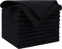 AIDEA Microfiber Cleaning Cloth 10PK, Black, 12x12, Microfiber Towels for Cars, Houses, and Kitchens