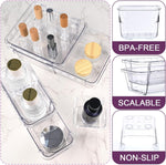 14-piece clear drawer organizer set for versatile storage