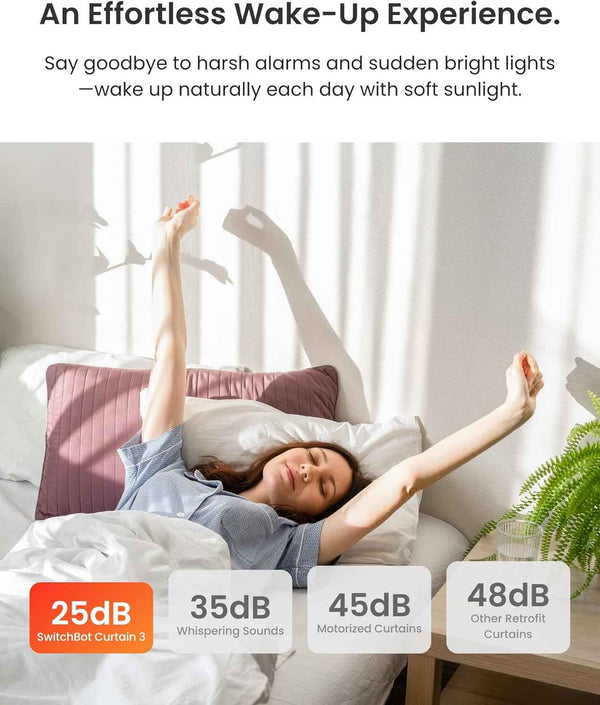SwitchBot 2025 Automatic Curtain Opener 3 Rod-Bluetooth Remote Control, WiFi&Smartphone Control, Upgraded High-Performance, Add Hub to Work with Alexa, Google Home, HomeKit