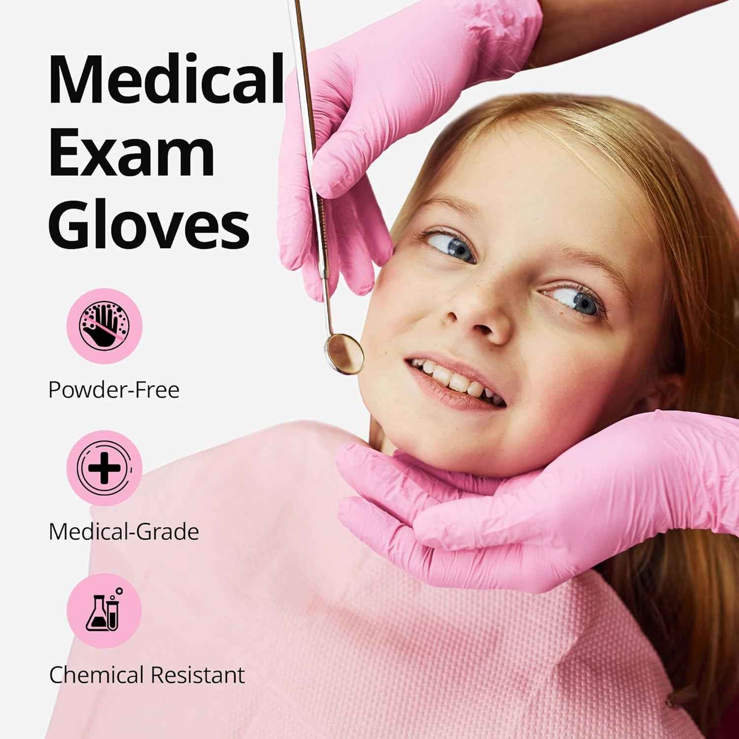 Food-Grade Pink Nitrile Gloves: 3-mil, Latex-Free, Powder-Free, 100-ct Box (Medium)