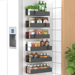 Metal 4 Pack Magnetic Spice Storage Rack Organizer for Refrigerator and Oven, Black Fridge Organizers and Storage