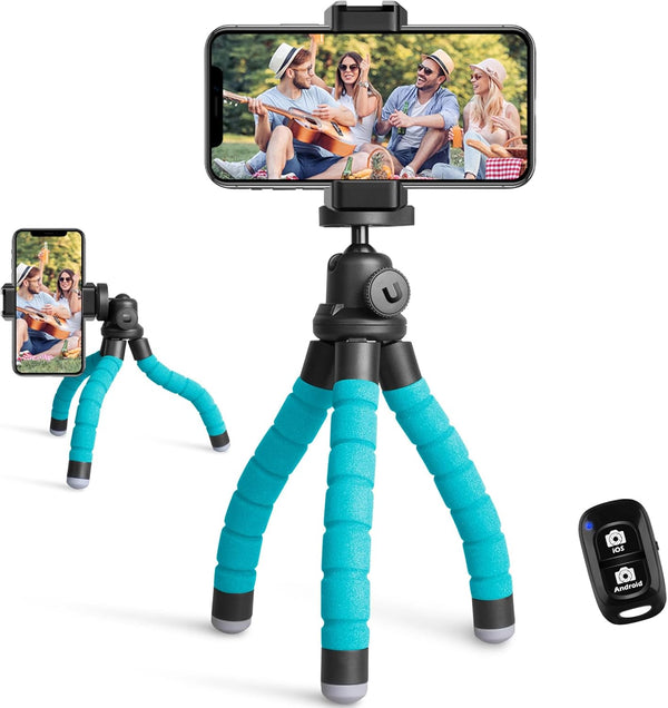 Ubeesize Phone Tripod, Portable and Flexible Tripods with Wireless Remote and Clip, Cell Phone Tripode Stand for Video Recording