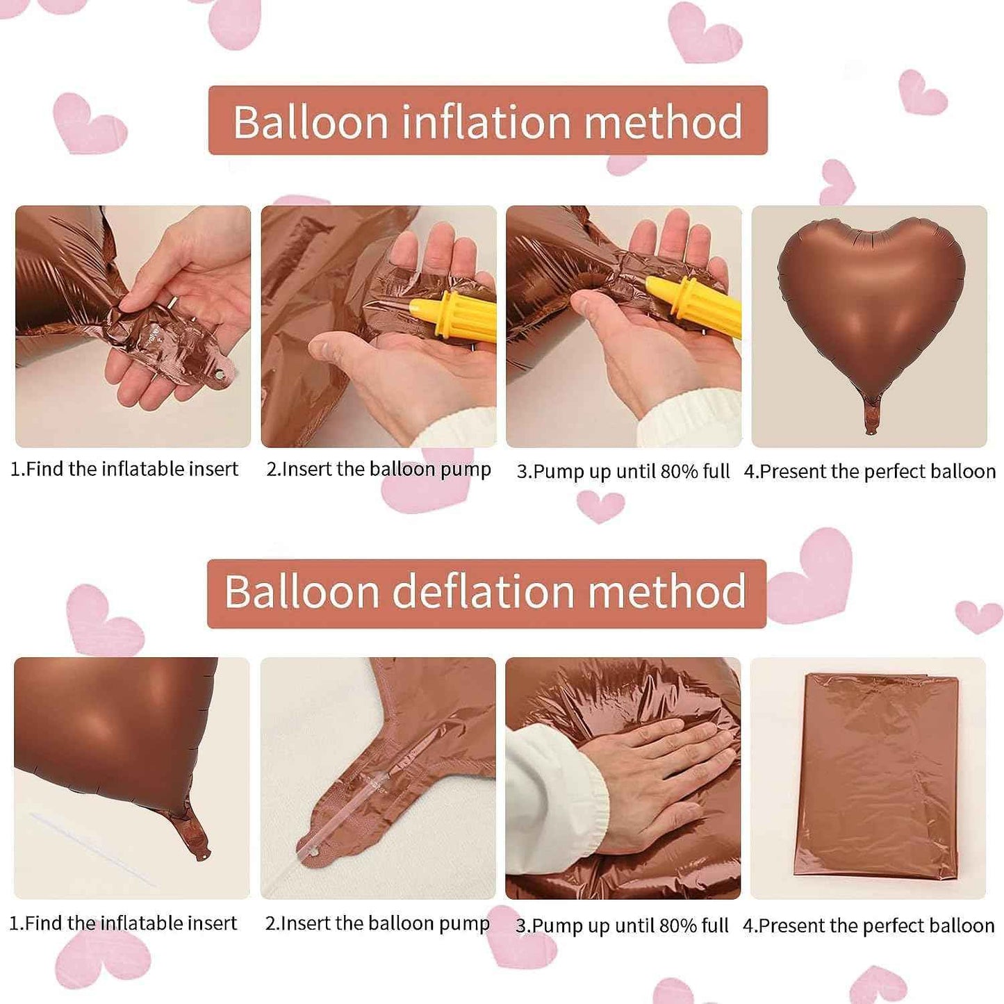 Brown Cream Heart Shape Foil Balloons -15PCS- for Valentine's Day Decorations, 'I Love You' Balloons, Romantic Decorations for Special Night (18inch)
