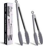 HOTEC Premium 7 & 9 Inch Kitchen Tongs, Stainless Steel Locking Cooking Tongs with Silicone Tips, Non-Scratch & Heat Resistant, Serving Tongs for Salad, BBQ, Classic Blue, Set of 2