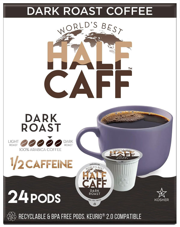Half Caff Dark Roast Coffee Pods, 100 ct, Single Serve Pods, 100% Arabica, Keurig Compatible
