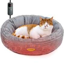 Heated cat bed for indoor cats, 20' electric heated pet bed with adjustable temperature and timer