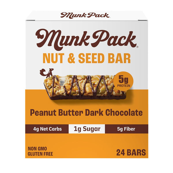 Munk Pack Coconut Almond Dark Chocolate Nut Bars, 12 Count, Gluten Free, Keto, Low Carb, 5g Fiber, Plant Protein