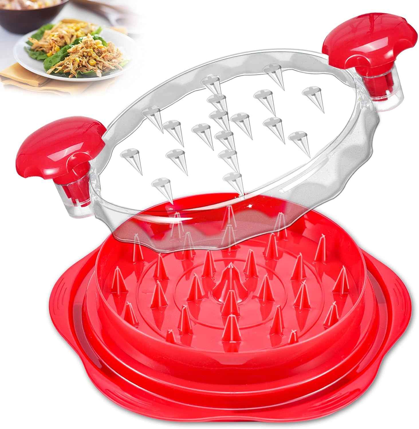 Chicken Shredder Tool Twist for Kitchen, Manual Chicken Breast Grinder Machine for Ground Food, Meat & Vegetables, Elegant Red