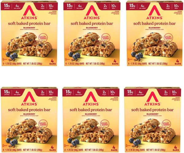 Atkins Soft Baked High Protein Bars, 12 pack, 2g sugar, 4g net carbs, 15g protein