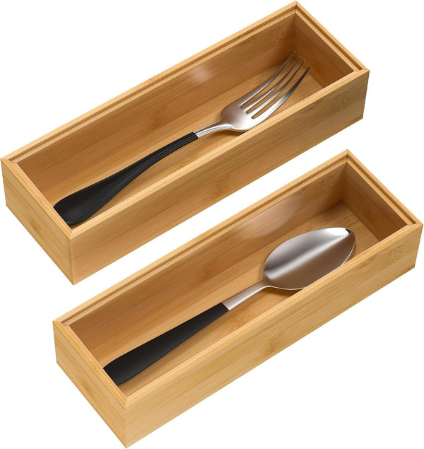 Bamboo drawer organizer for kitchen storage and organization