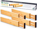 Adjustable bamboo drawer dividers for kitchen, bathroom, and bedroom