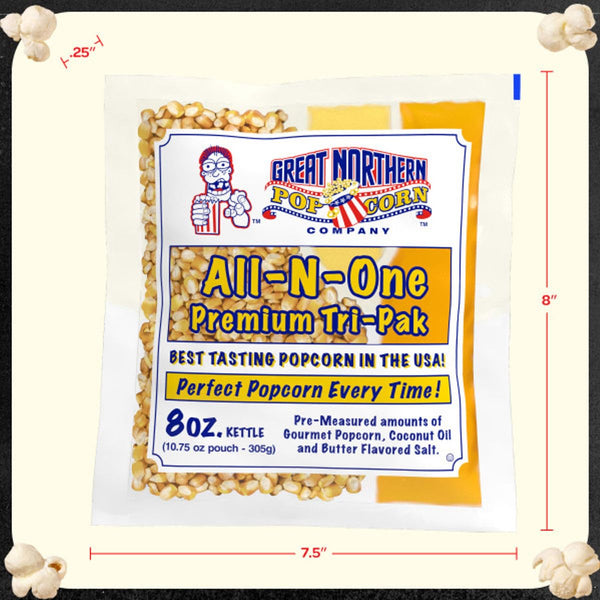 Movie Theater Style 40-Count Popcorn Packs - Pre-Measured 8-Ounce All-in-One Kernel, Salt, Oil Packets for Popping Machines by Great Northern Popcorn