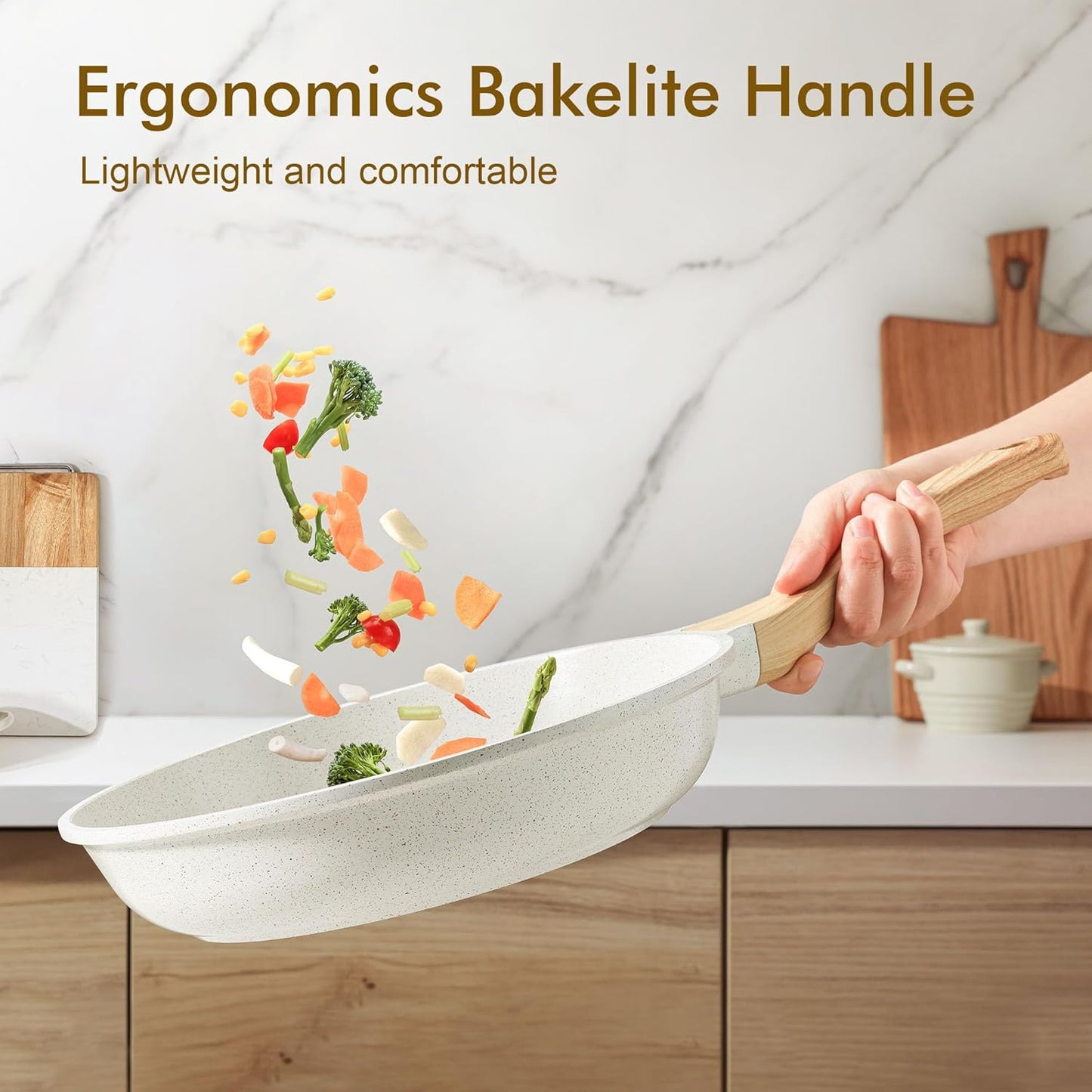 SENSARTE Nonstick Ceramic Frying Pan – 8-Inch PFAS-Free Skillet for Eggs & Omelets, Healthy Non-Toxic Pan with Heat-Resistant Handle, Induction Compatible