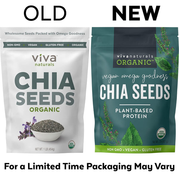 Viva Naturals Organic Chia Seeds, 2 lb - Plant-Based Omega-3 & Vegan Protein, Gluten Free
