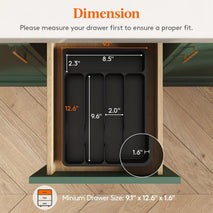 Lifewit Silverware Drawer Organizer Tray for Kitchen Utensil Storage