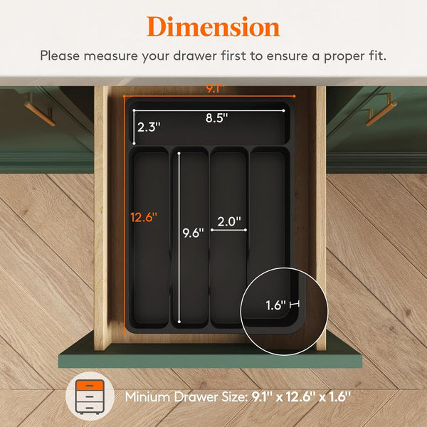 Lifewit Silverware Drawer Organizer Tray for Kitchen Utensil Storage
