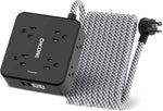 Surge Protector Power Strip - CHCORE 5Ft Braided Extension Cord with 8 Outlets with 4 USB (2 USB C) Charging Ports, Flat Plug Multi Plug Outlet Extender Charging Station for Home Office, ETL, White