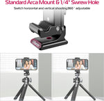 Metal Phone Tripod Mount 3 Cold Shoes & Arca Port, 360° Smartphone Tripod Adapter for iPhone 17 16 15 Cell Phone Stand Holder for Desktop Video Live Streaming Vlogging Rig