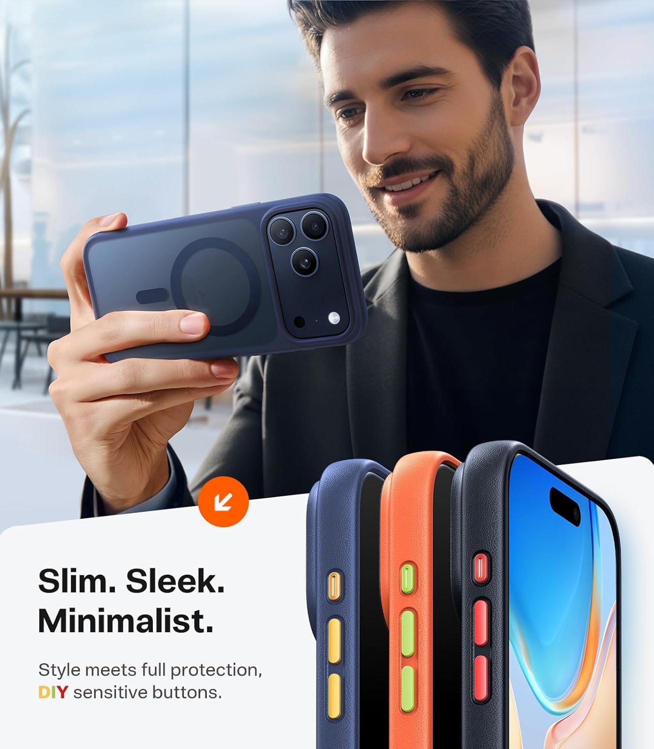 TORRAS for iPhone 17 Pro Case, Shockproof Magnetic [Camera Control][Military-Grade Protective][Fit for MagSafe] Slim Translucent Anti-Fingerprint Phone Case for iPhone 17 Pro 6.3", Deep Blue - Rayz Mart