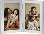 decorUhome Double 4x6 Picture Frame Vertical, Engineered Wood Bifold Photo Frame with Plexiglass for Tabletop Display, 4x6, Black