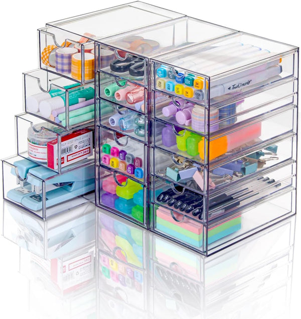 Acrylic Organizer with 20 Drawers for Office and Craft Storage
