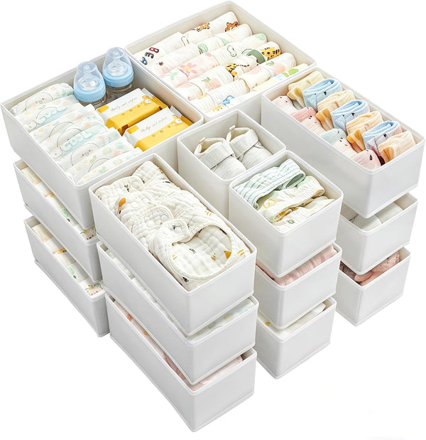 18-pack baby clothes organizer with 3 sizes for closet drawers