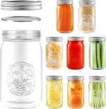Miuyhji Wide Mouth Mason Jars 16 oz with Lids [6 Pack], Canning Jars with Metal Airtight Lids and Bands, 16 oz Glass Jars for Fermenting, Pickling, Freezing, Preserving, Meal Prep, Jar Décor